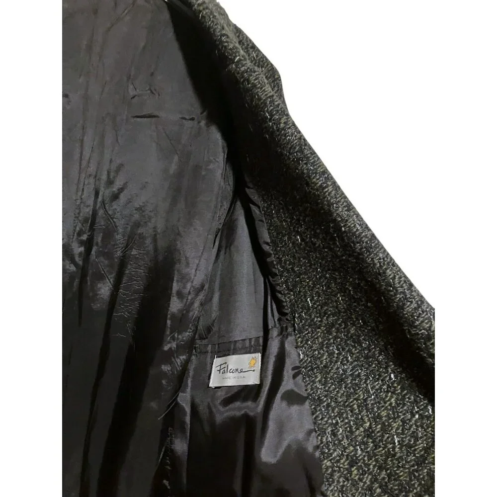 Vintage Falcone Tweed Overcoat 42 Coat Double Breasted USA Minimalist Capsule - Picture 6 of 14